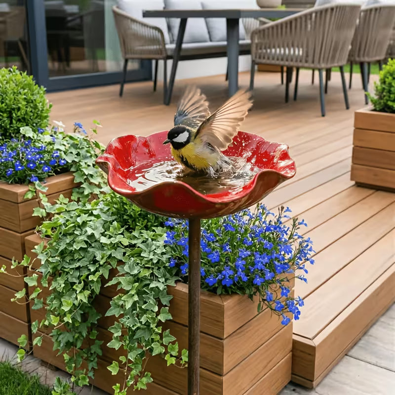 Vogeltränke Garten – Blumen Design – Wetterfest