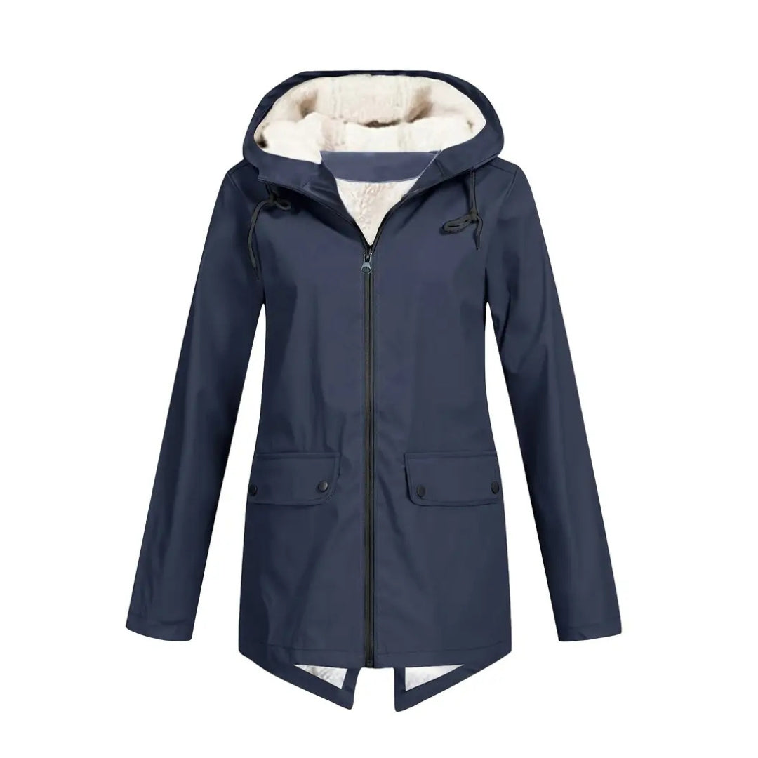 Übergangsjacke Damen - Regenjacke - Fleecegefüttert mit Kapuze