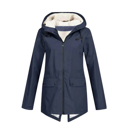Übergangsjacke Damen - Regenjacke - Fleecegefüttert mit Kapuze