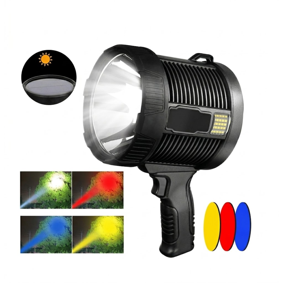 LED-Suchscheinwerfer 10.000 Lumen – Solar USB - Wiederaufladbar