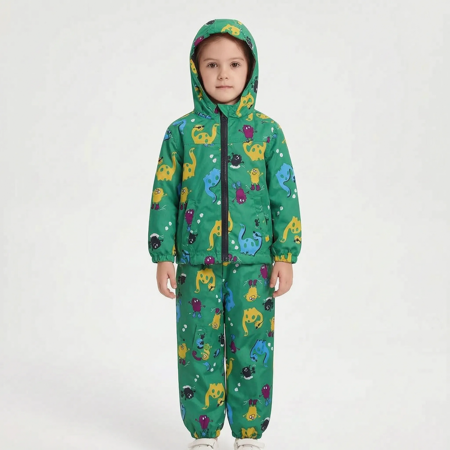 Zweiteiliges Kinder-Outdoorset aus Jacke und Hose mit Cartoon-Print – Ansicht 4