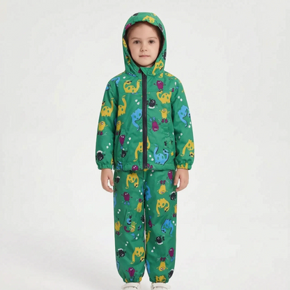 Zweiteiliges Kinder-Outdoorset aus Jacke und Hose mit Cartoon-Print – Ansicht 4