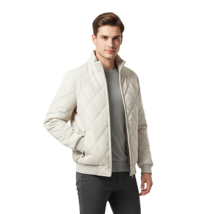 Steppjacke Herren gefüttert - Stehkragen - Rautensteppung