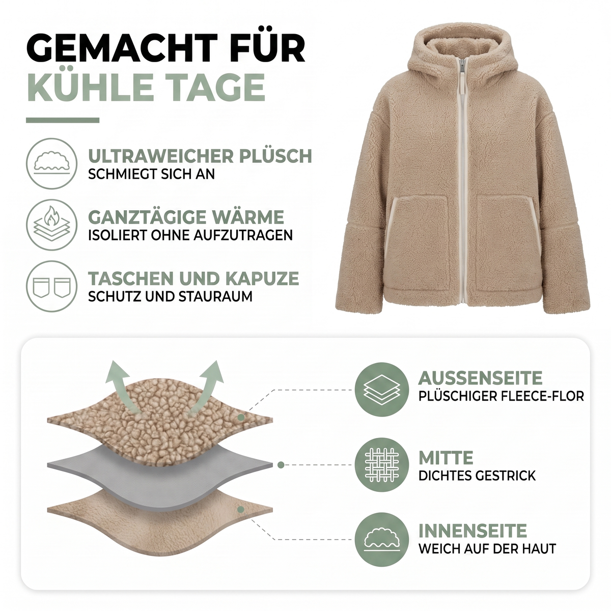 Plüschjacke Damen mit Wärme & Komfort – CozyFleece Chic