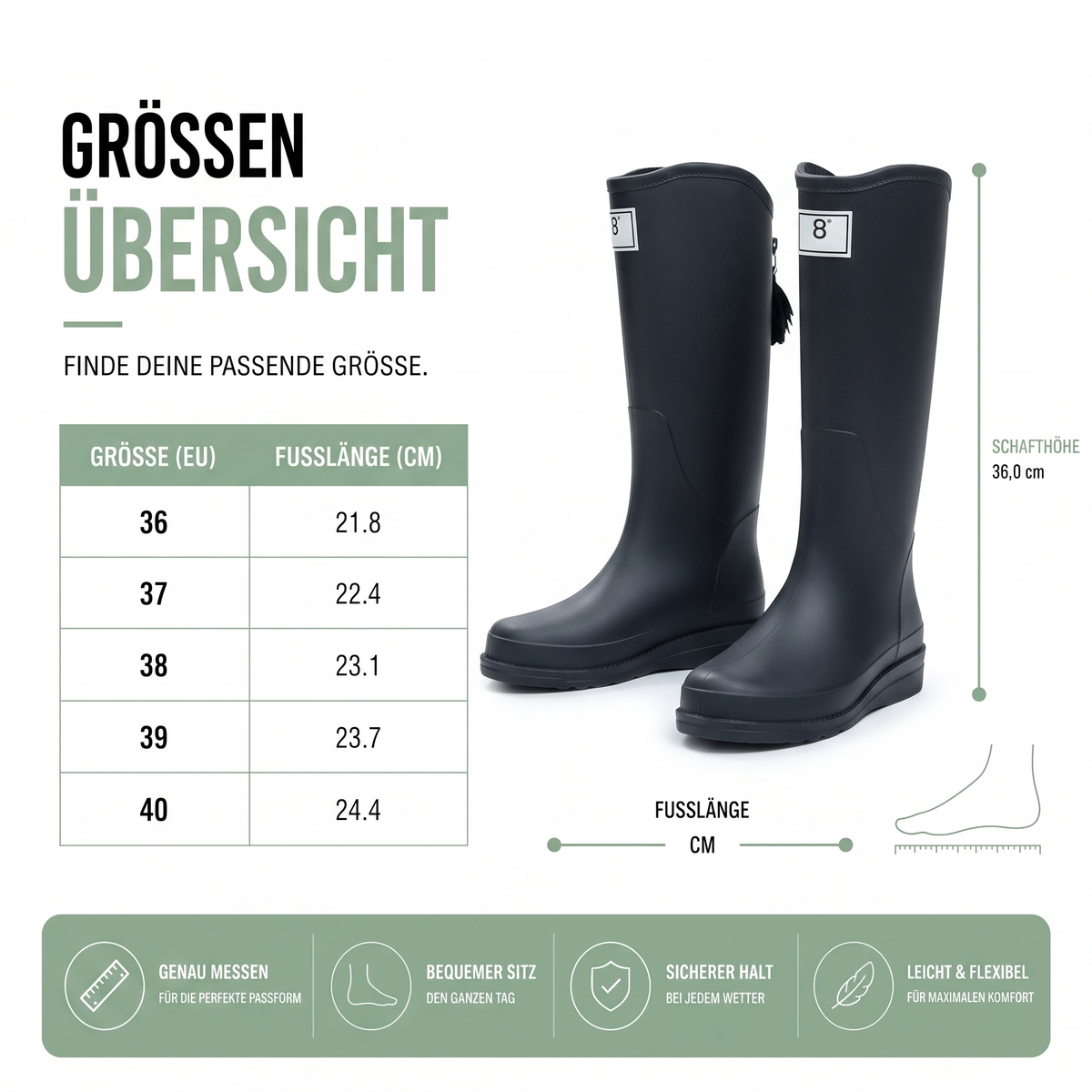 Regenstiefel Damen Halbhoch Wasserdicht Slip On aus PVC