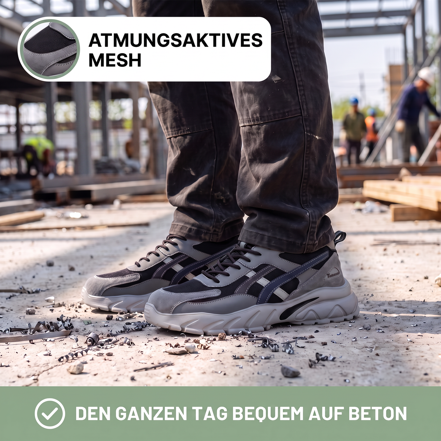 Sicherheitsschuhe Herren - Durchtrittsichere Sohle - Atmungsaktives Mesh