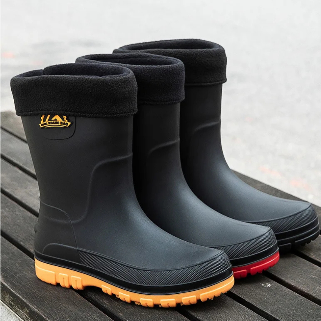 Regenstiefel Herren Wasserdicht & Isoliert Kunstfellfutter