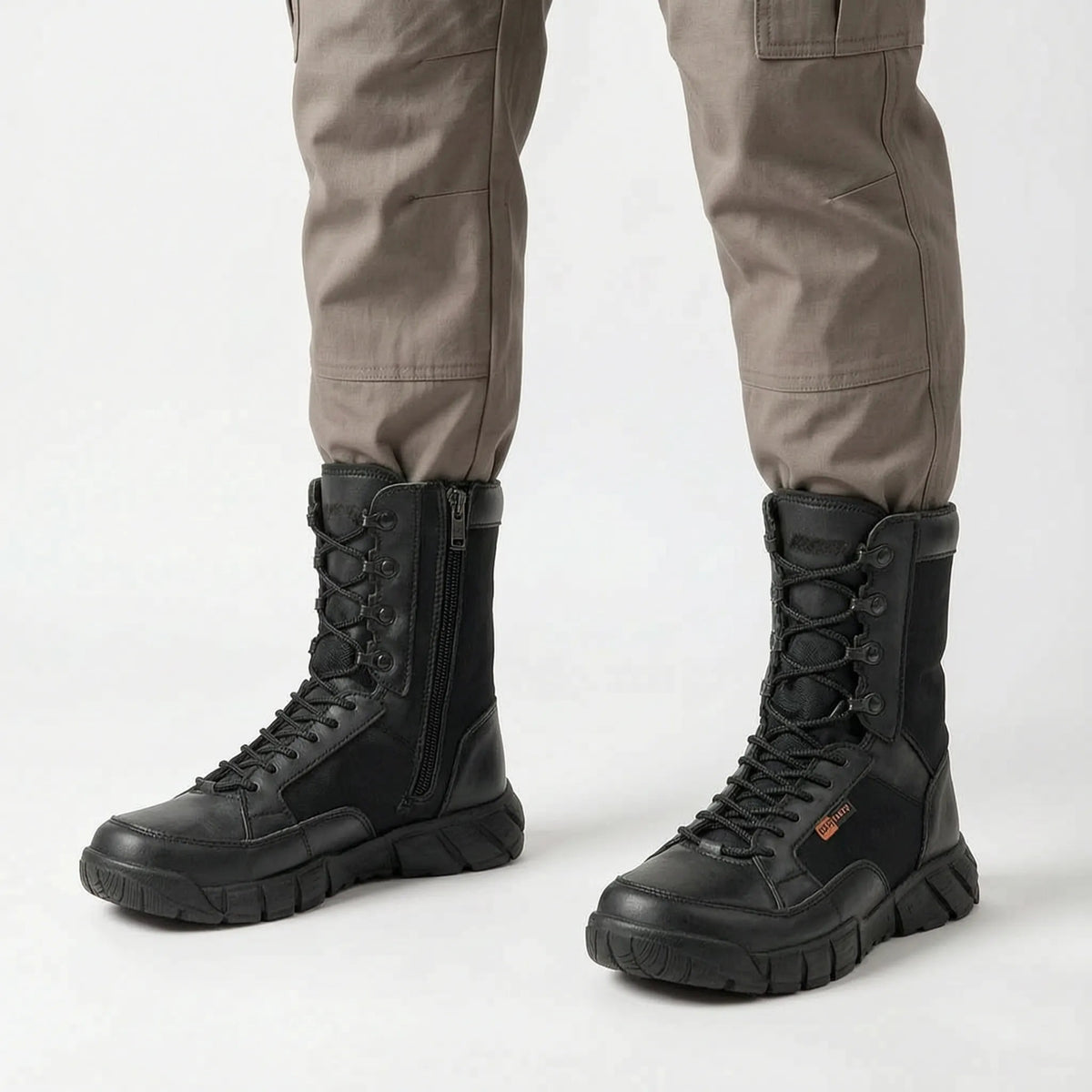 Wanderstiefel Herren in Schwarz mit Reißverschluss an der Außenseite