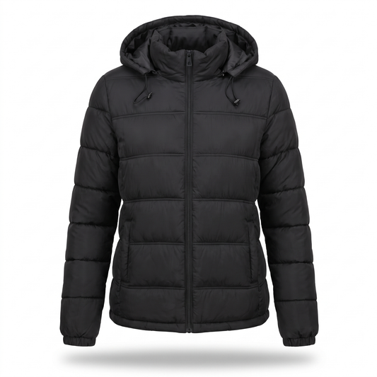 Winterjacke Damen mit Kapuze - Warm Wattiert - Kordelzug