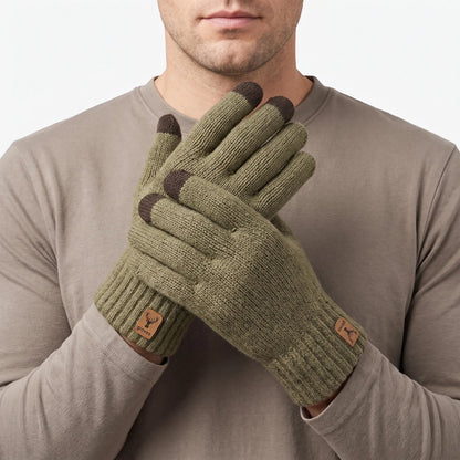 Strickhandschuhe Herren mit Touchscreen-Fingerkuppen und Fleecefutter – Ansicht 2