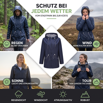 Regenjacke Damen mit Taillenzug - Schutz bei jedem Wetter