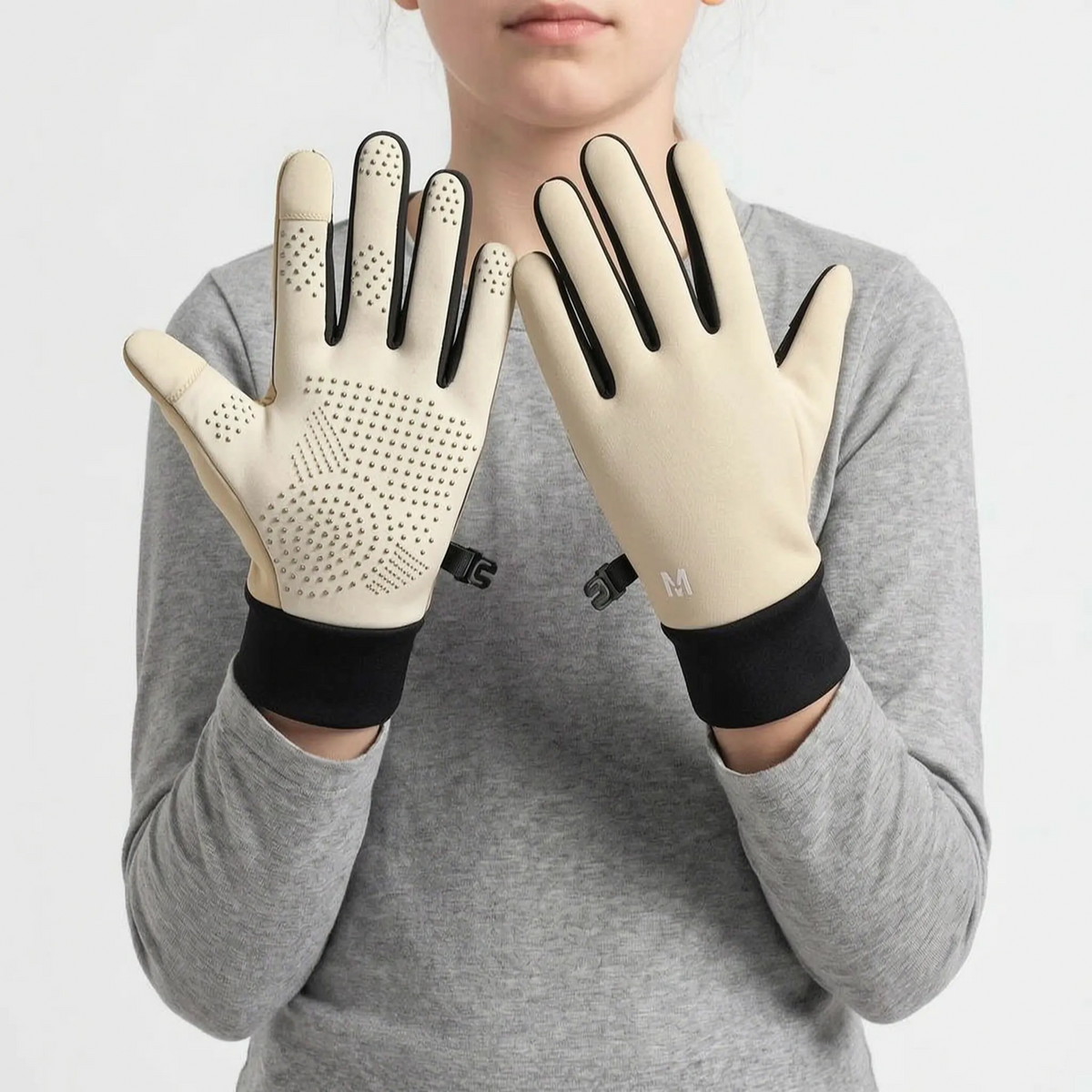 Kinderhandschuhe für den Winter mit Touchscreen-Fingern und Silikonnoppen an der Handfläche – Ansicht 5