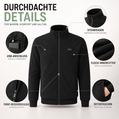 Beheizte Jacke - 8 Heizzonen & Fleecefutter - Wasserdicht, Unisex