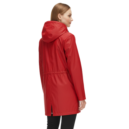 Regenjacke Damen mit Taillenzug - Übergangsjacke mit Kapuze, bis 5XL