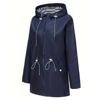 Regenjacke Damen mit Taillenzug - Übergangsjacke mit Kapuze, bis 5XL