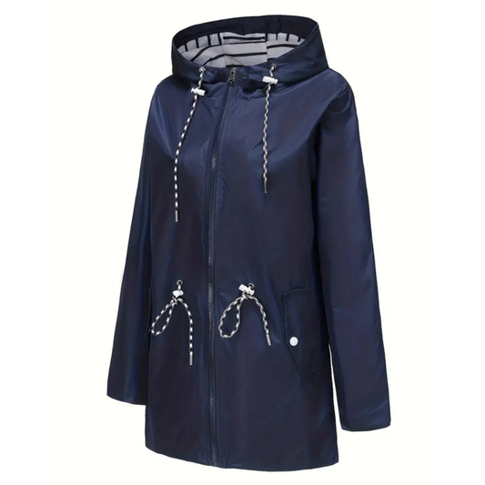 Regenjacke Damen mit Taillenzug - Übergangsjacke mit Kapuze, bis 5XL