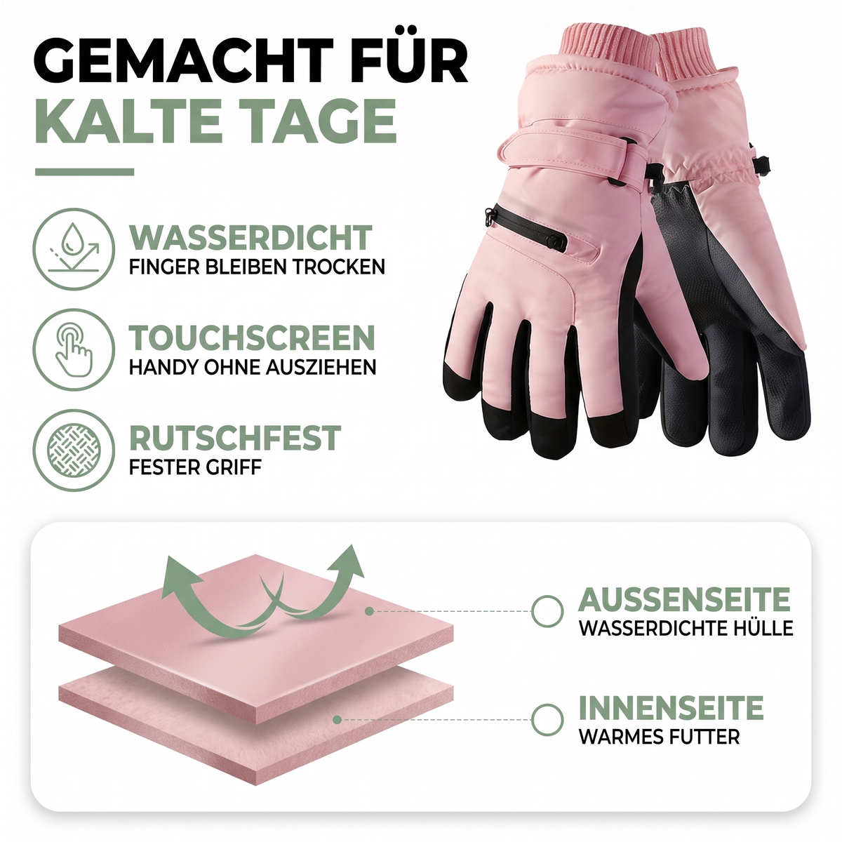 Skihandschuhe wasserdicht - Touchscreen - für Damen und Herren