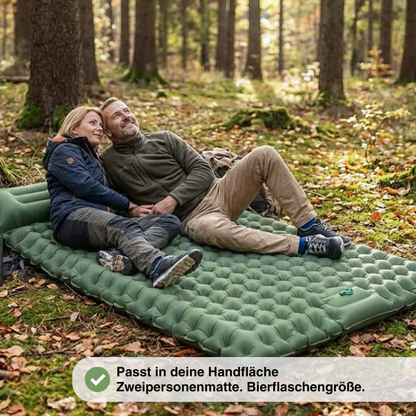 Aufblasbare Doppel-Campingmatte – Strapazierfähig – Mit integriertem Kissen & Fußpumpe