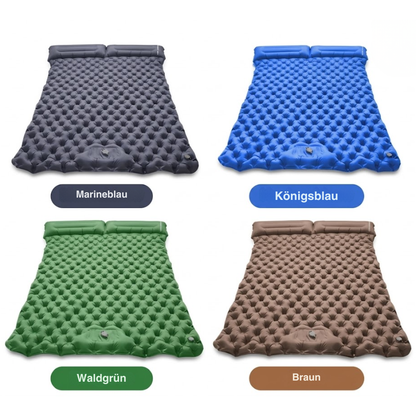 Aufblasbare Doppel-Campingmatte – Strapazierfähig – Mit integriertem Kissen & Fußpumpe