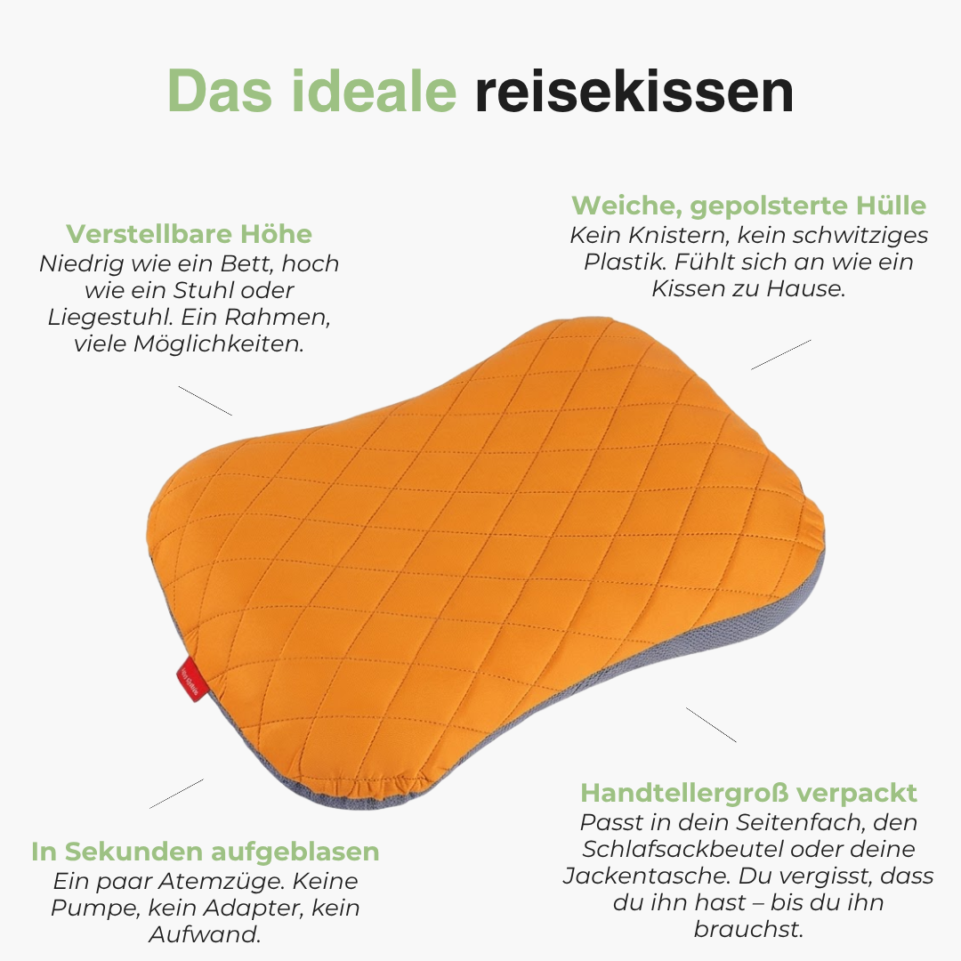 Aufblasbares Reisekissen für Camping – Ultraleicht, faltbar