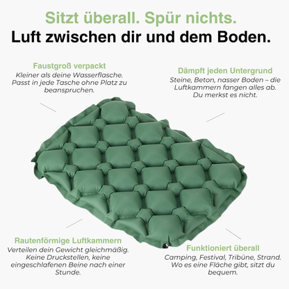 Aufblasbares Sitzkissen für Camping – Ultraleicht, faltbar, Outdoor-Sitzkissen