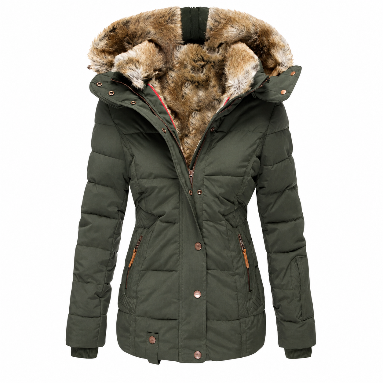 Winterjacke Damen - Steppjacke - abnehmbare Kapuze - taillierter Schnitt