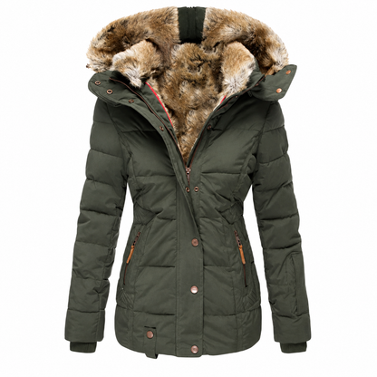 Winterjacke Damen - Steppjacke - abnehmbare Kapuze - taillierter Schnitt
