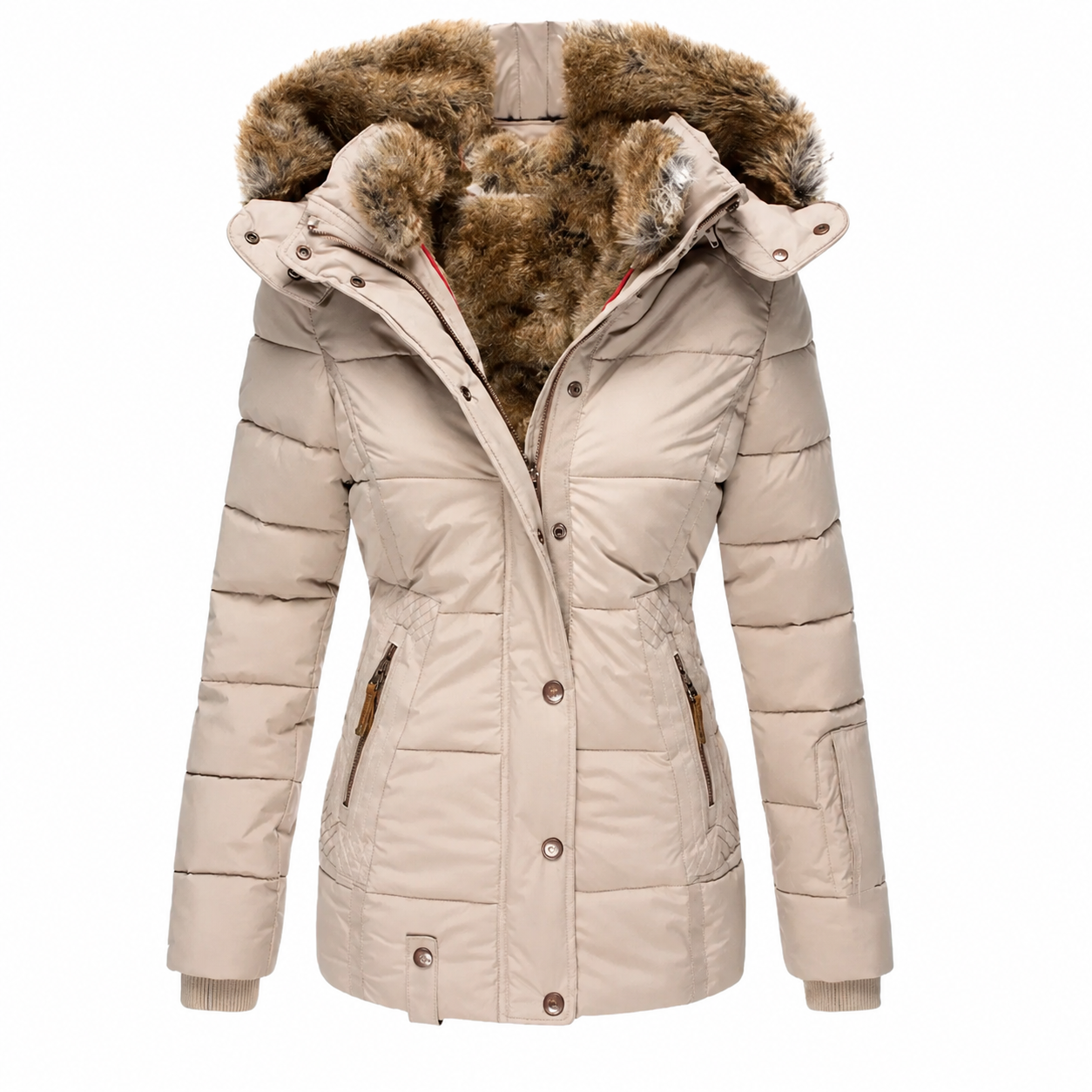 Winterjacke Damen - Steppjacke - abnehmbare Kapuze - taillierter Schnitt