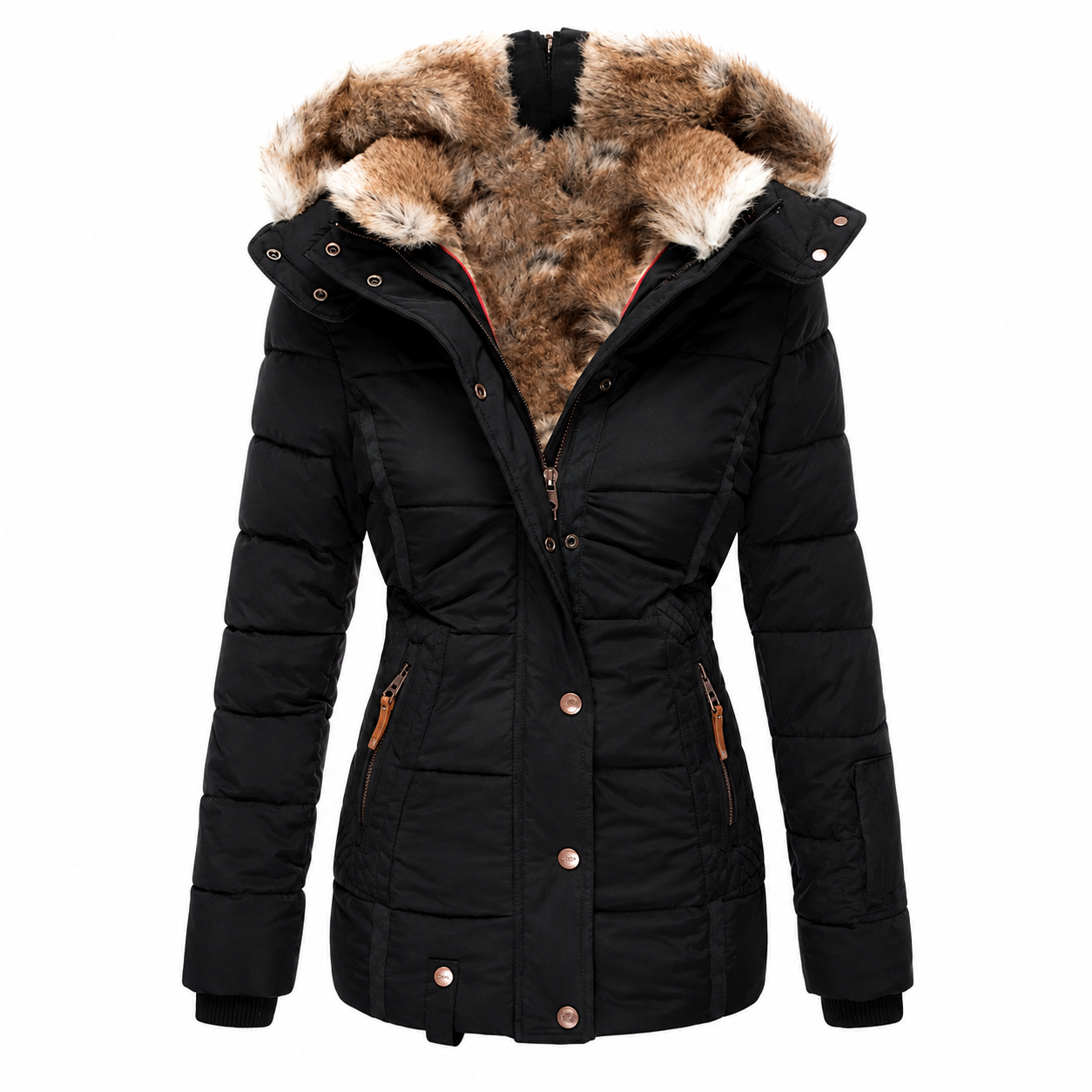 Winterjacke Damen - Steppjacke - abnehmbare Kapuze - taillierter Schnitt