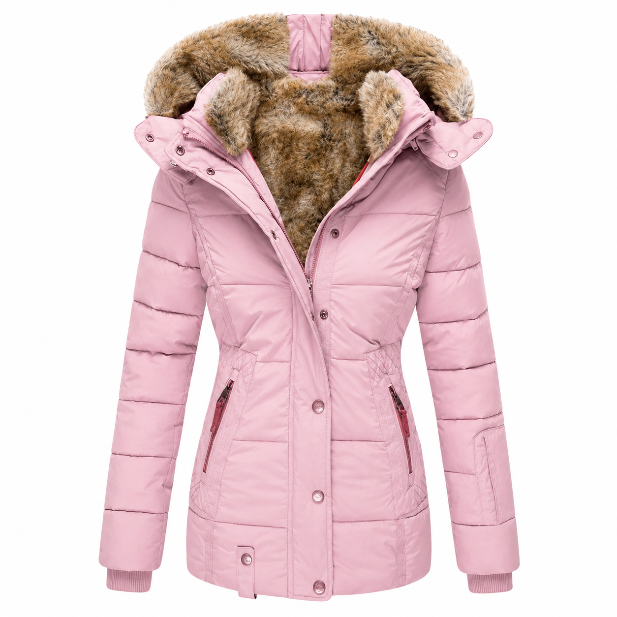 Winterjacke Damen - Steppjacke - abnehmbare Kapuze - taillierter Schnitt