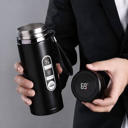 Thermosflasche mit LED-Temperaturanzeige - Edelstahl - 500 ml / 1 L