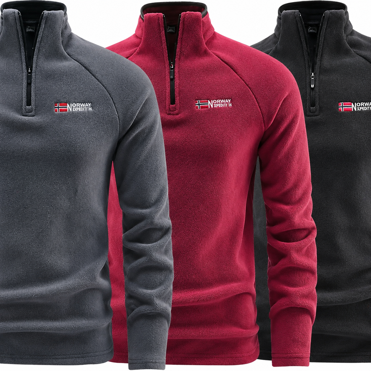 Fleecepullover – Half-Zip mit Stehkragen – dickes Polar-Fleece – Herren