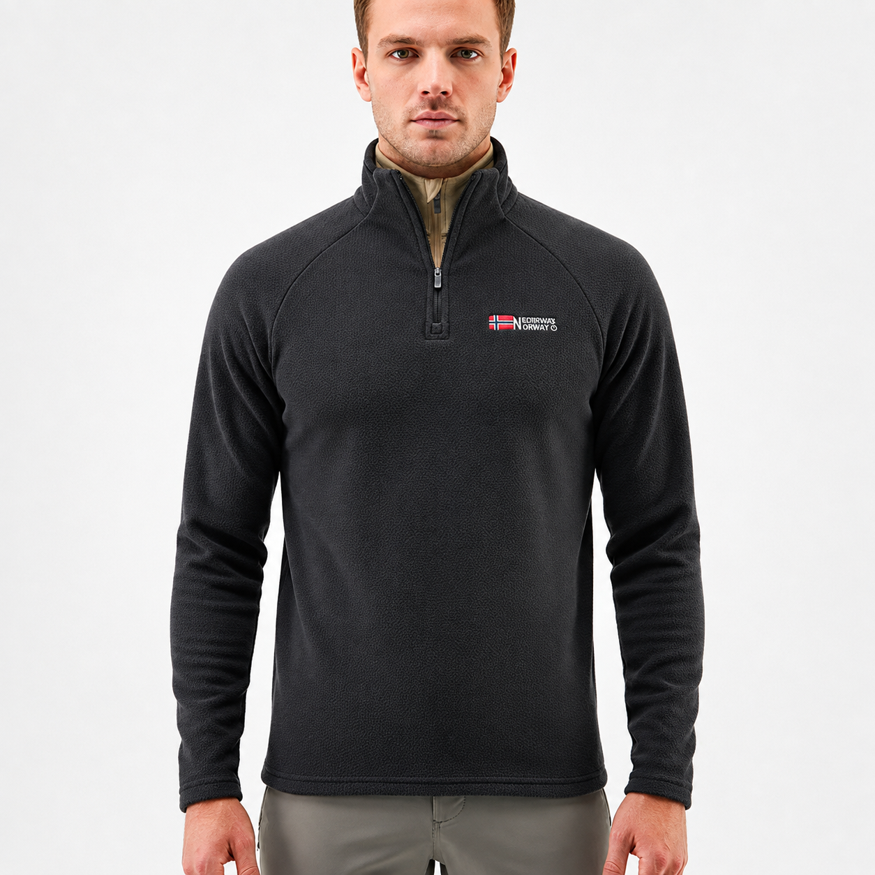 Fleecepullover – Half-Zip mit Stehkragen – dickes Polar-Fleece – Herren