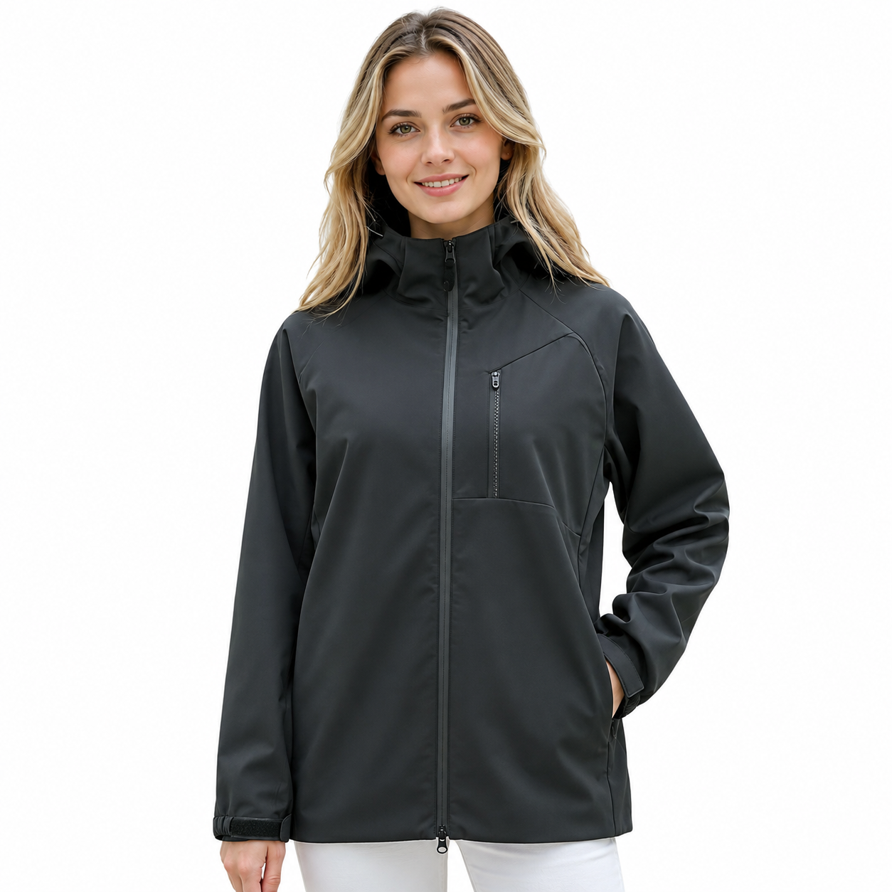 Übergangsjacke Unisex - Softshell mit Kapuze - Wasserabweisend