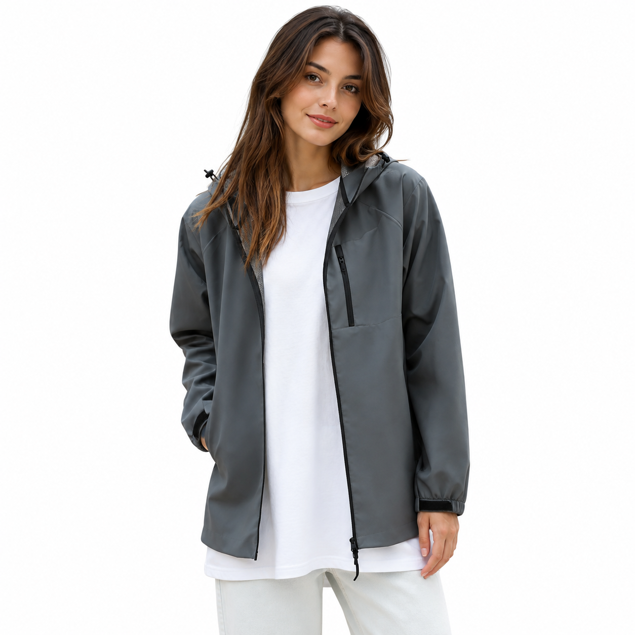 Übergangsjacke Unisex - Softshell mit Kapuze - Wasserabweisend