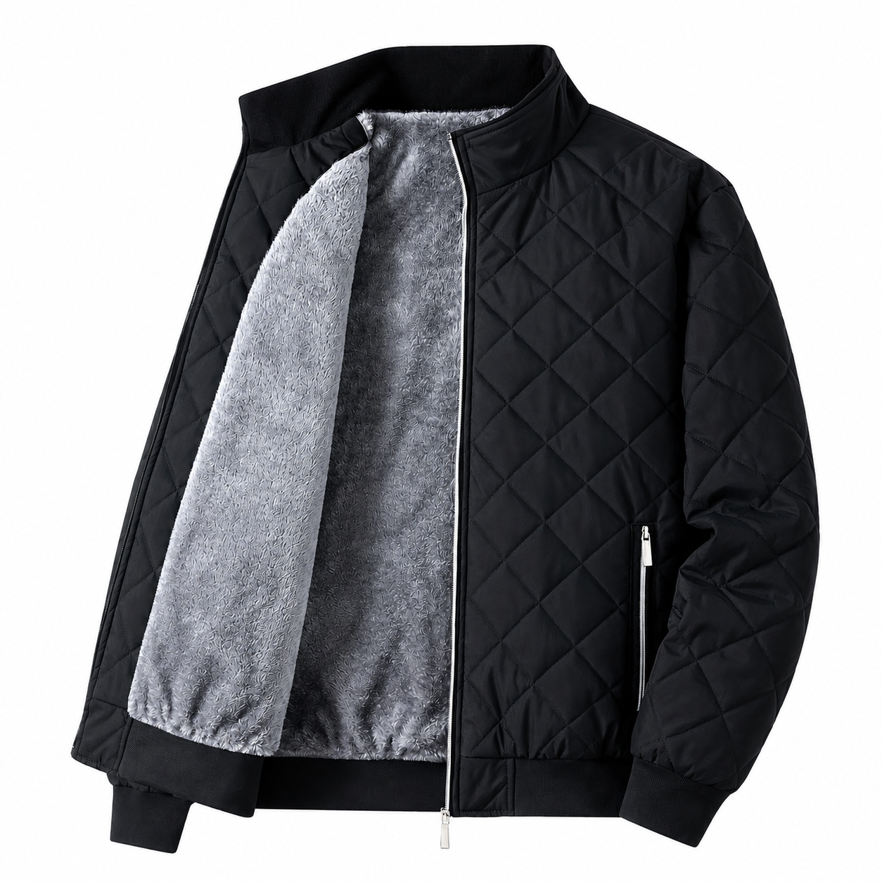 Steppjacke Herren - Gefüttert mit Plüschfutter - Stehkragen