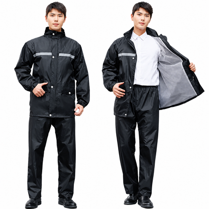Regenanzug Herren - Regenjacke und Regenhose - Reflektierend mit Kapuze