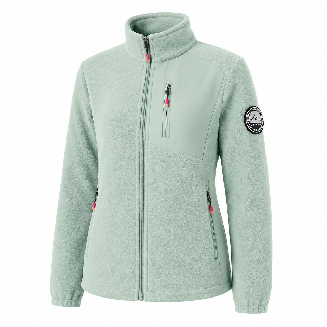 Fleecejacke Damen - Stehkragen mit Reißverschluss - Drei Reißverschlusstaschen