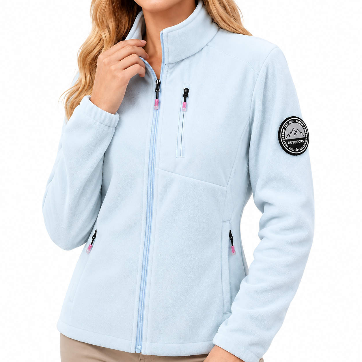 Fleecejacke Damen - Stehkragen mit Reißverschluss - Drei Reißverschlusstaschen