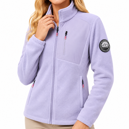 Fleecejacke Damen - Stehkragen mit Reißverschluss - Drei Reißverschlusstaschen