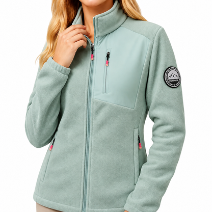 Fleecejacke Damen - Stehkragen mit Reißverschluss - Drei Reißverschlusstaschen