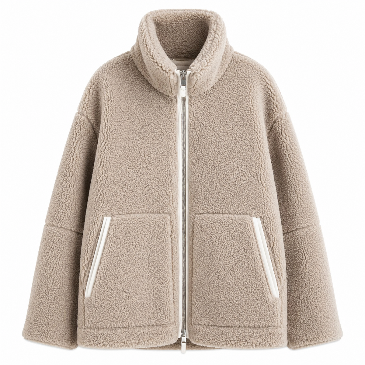 Plüschjacke Damen - Ultraweicher Teddyplüsch - Mit Taschen