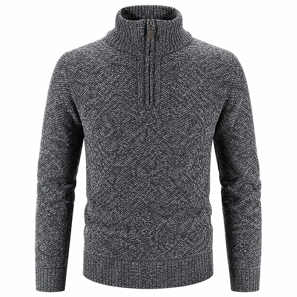 Half-Zip Pullover Herren - Fleecefutter & Stehkragen - Dicker Strick
