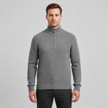Half-Zip Pullover Herren - Fleecefutter & Stehkragen - Dicker Strick