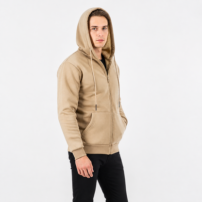 Fleecejacke Herren mit Kapuze - Winddicht - Sherpa-gefüttert