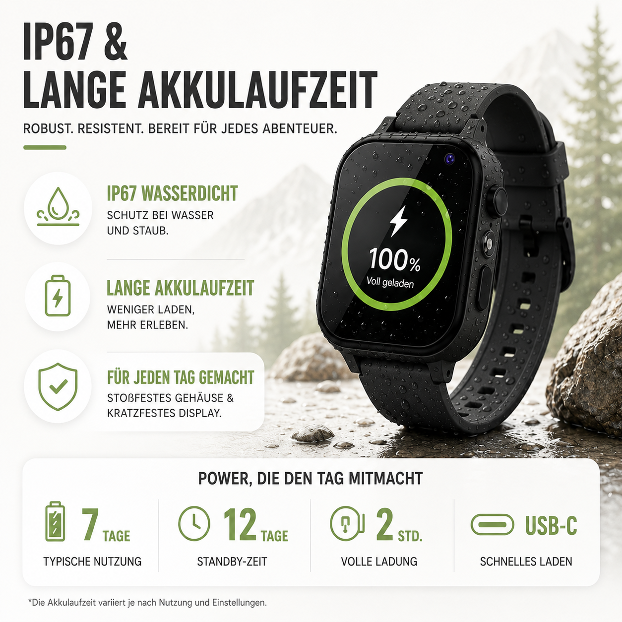Kinder-Smartwatch mit Standortfunktion, Videoanruf & SOS – SafeTrack Watch