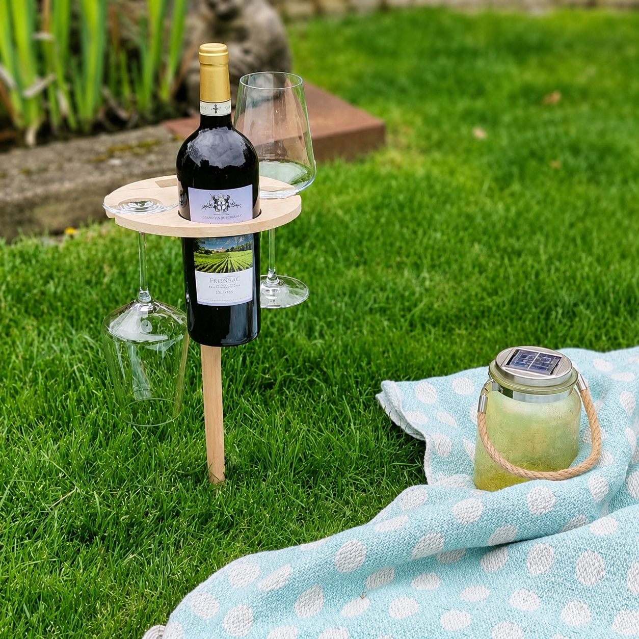 Wine Table – Tragbarer Weintisch für Wein & Snacks im Freien
