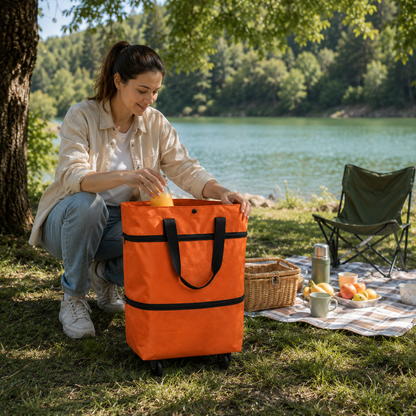 2-in-1 Umwandelbare Einkaufstasche mit Rollen – Faltbar & bis 30 kg