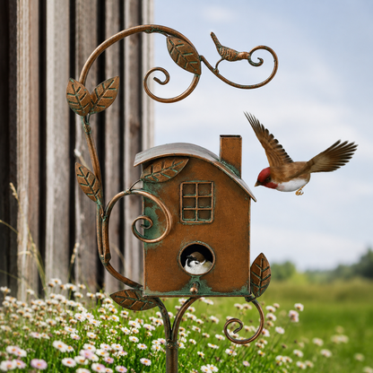 Metall-Vogelhaus Gartenstecker – Kunstvolles Design für Garten & Außenbereich