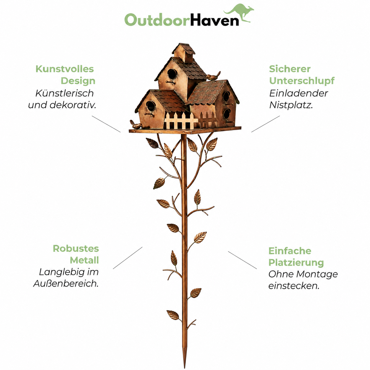 Metall-Vogelhaus Gartenstecker – Kunstvolles Design für Garten & Außenbereich